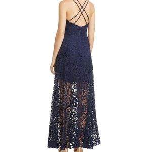 Navy, eyelet/lace criss cross maxi dress